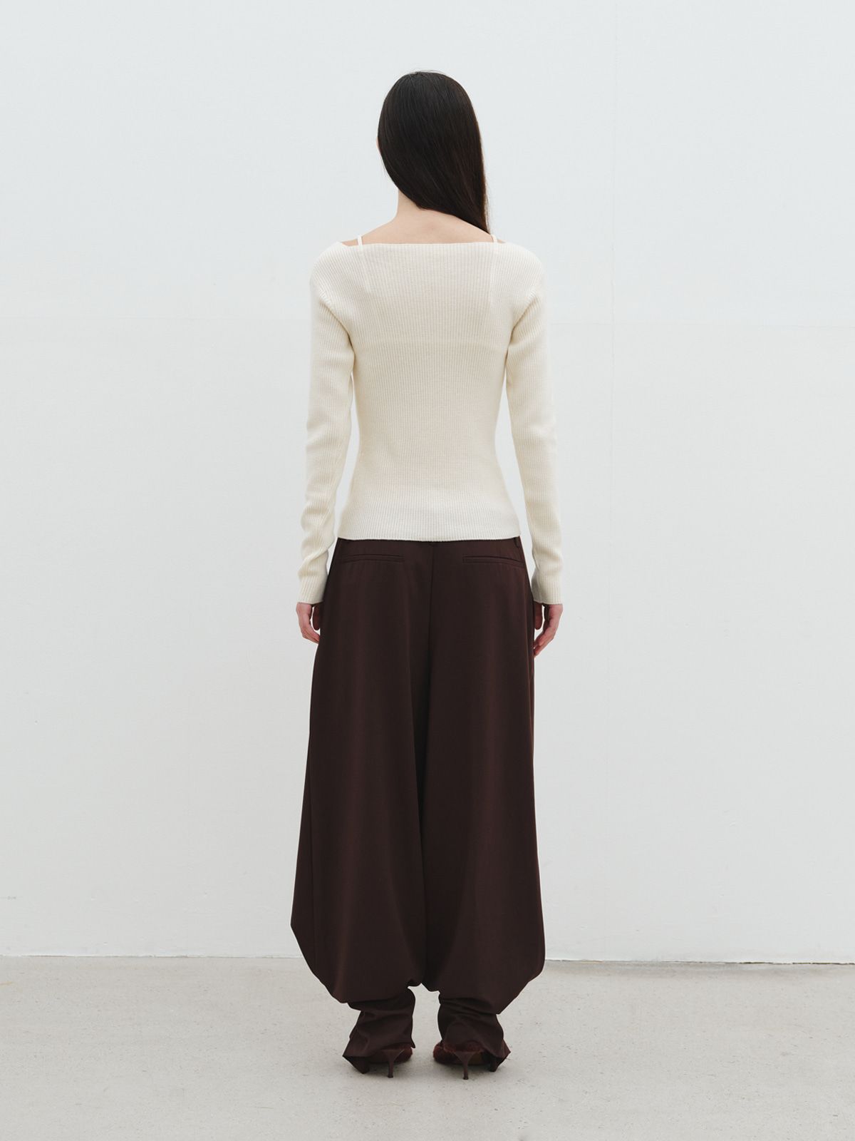 리플레인(REPLAIN) BOAT NECK BUTTON CARDIGAN_OFF WHITE