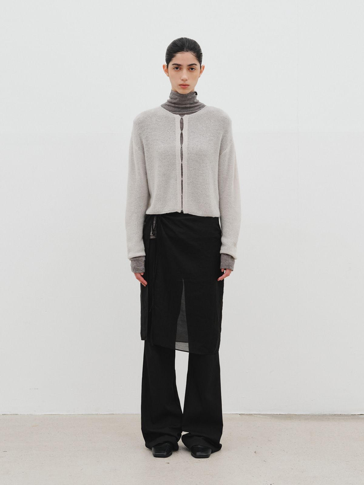 리플레인(REPLAIN) HAIRY HOOK CARDIGAN_LIGHT GREY