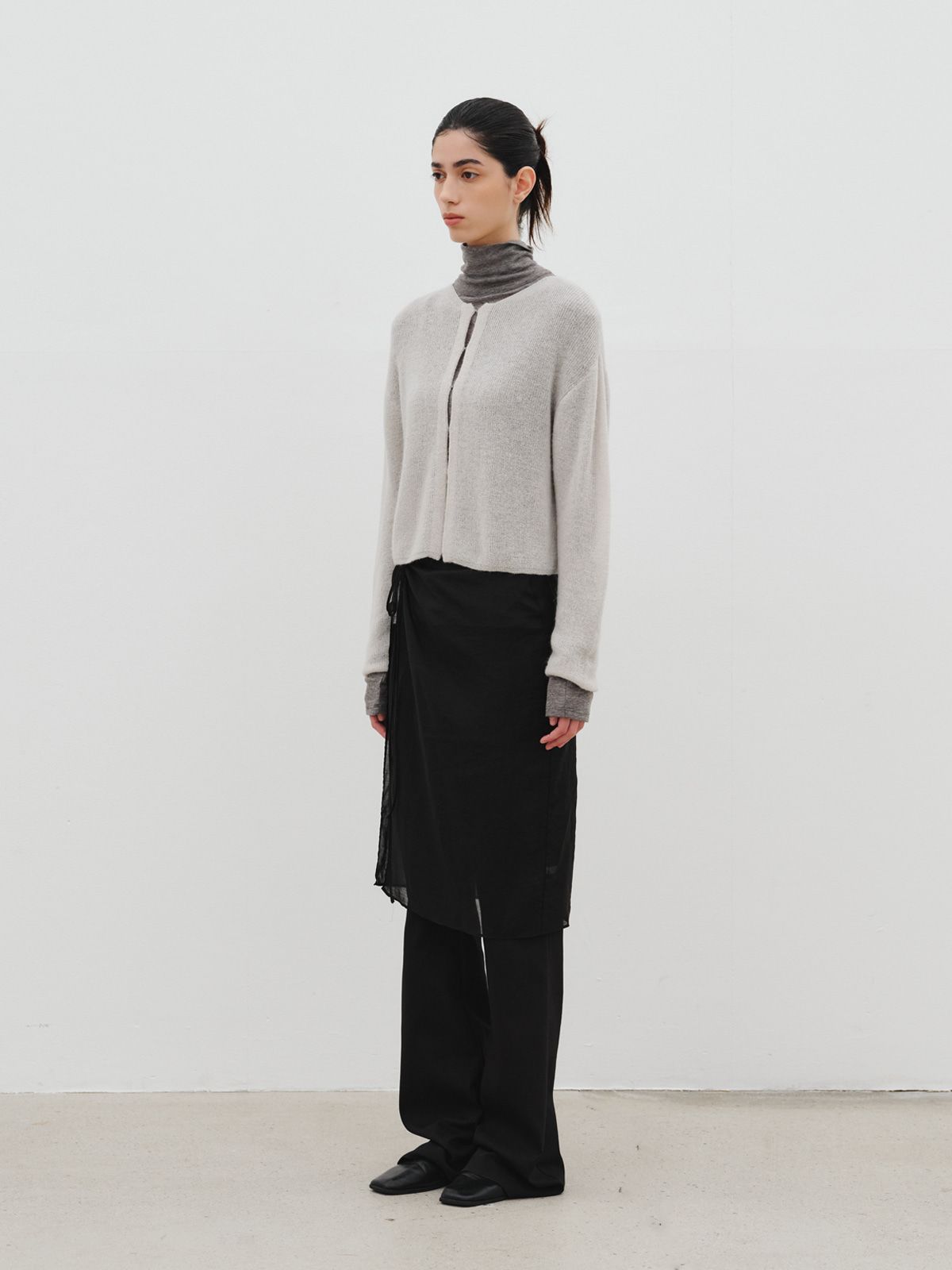 리플레인(REPLAIN) HAIRY HOOK CARDIGAN_LIGHT GREY