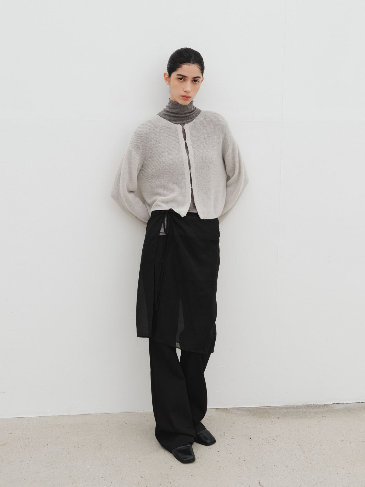 리플레인(REPLAIN) HAIRY HOOK CARDIGAN_LIGHT GREY