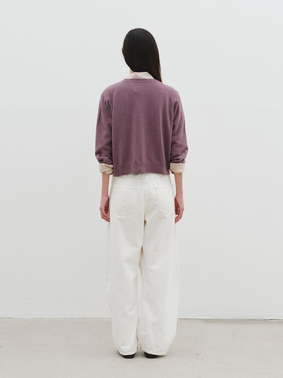 리플레인(REPLAIN) CASHMERE BLEND ROUND CARDIGAN_PURPLE