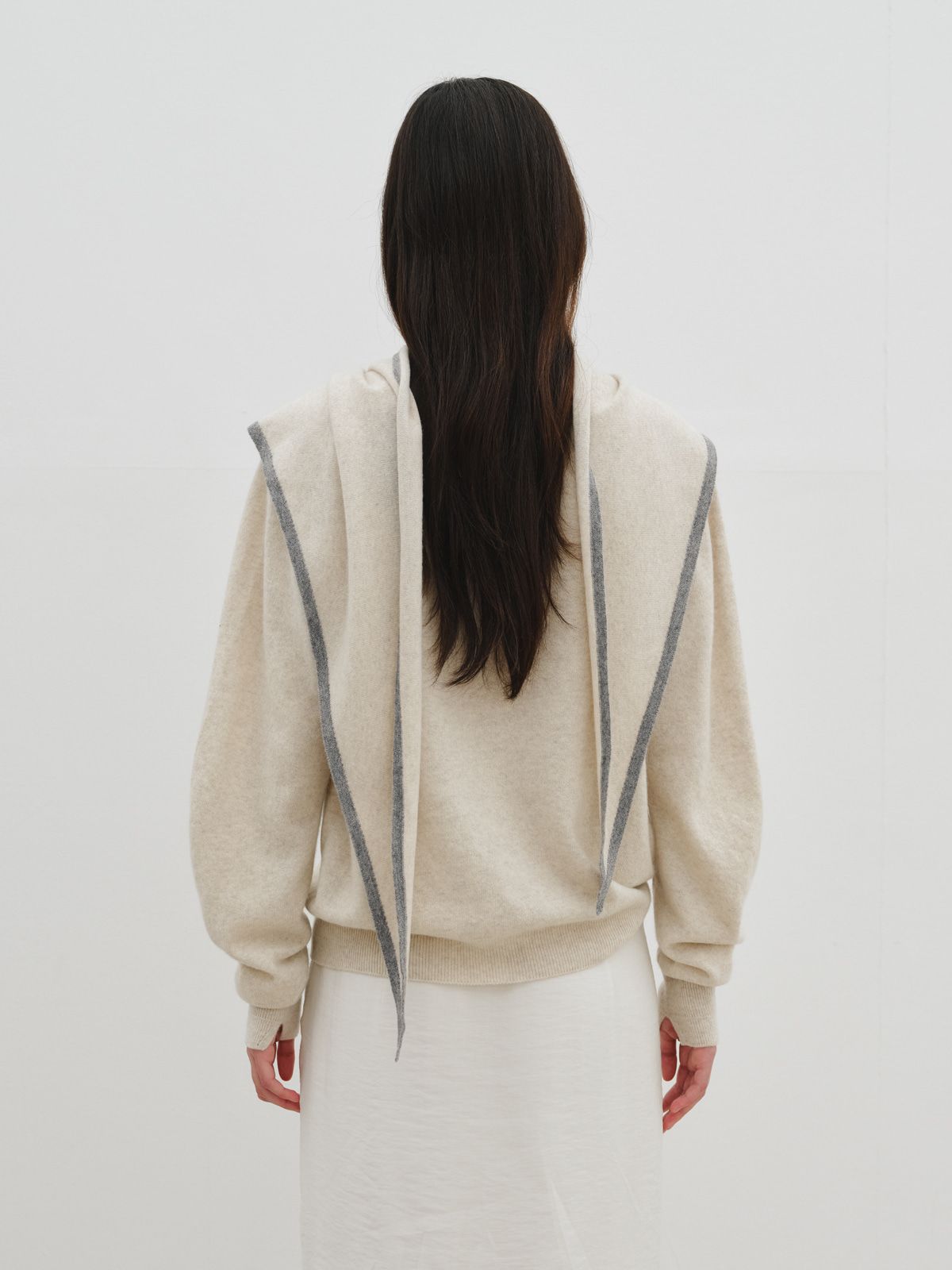리플레인(REPLAIN) WOOL CASHMERE LINE MUFFLER_PALE BEIGE