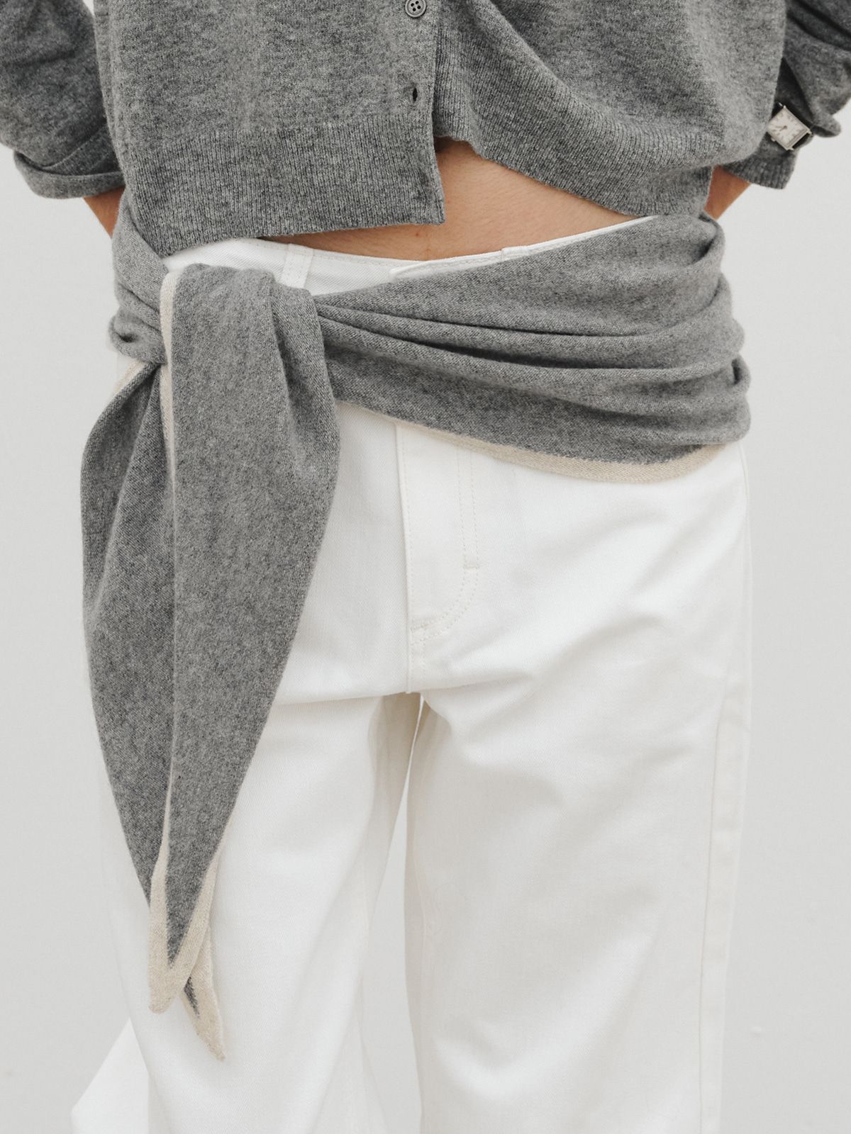리플레인(REPLAIN) WOOL CASHMERE LINE MUFFLER_GREY