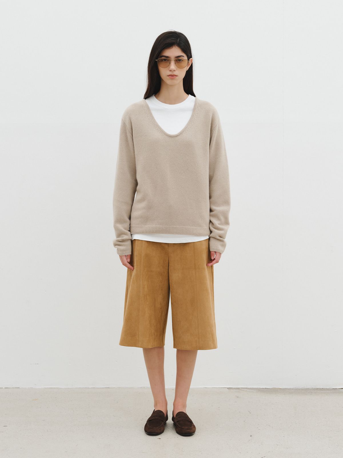 리플레인(REPLAIN) CASHMERE BLEND U-NECK KNIT_BEIGE