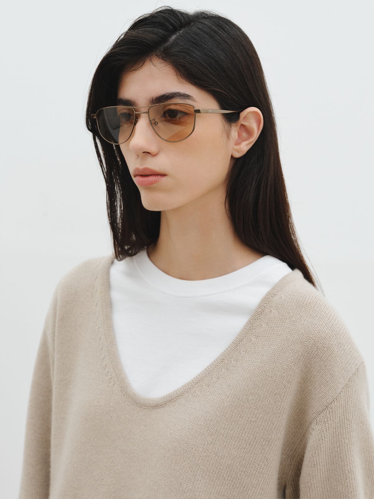 리플레인(REPLAIN) CASHMERE BLEND U-NECK KNIT_BEIGE