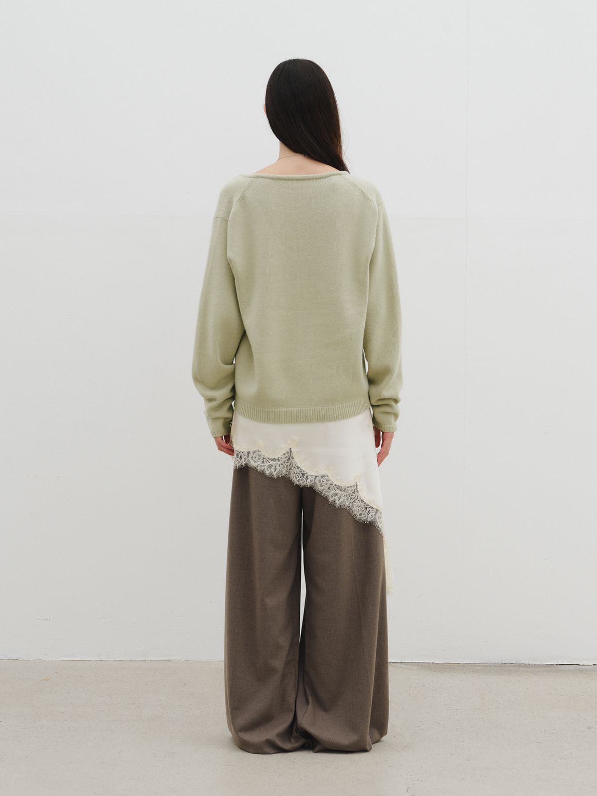 리플레인(REPLAIN) CASHMERE BLEND U-NECK KNIT_LIGHT GREEN