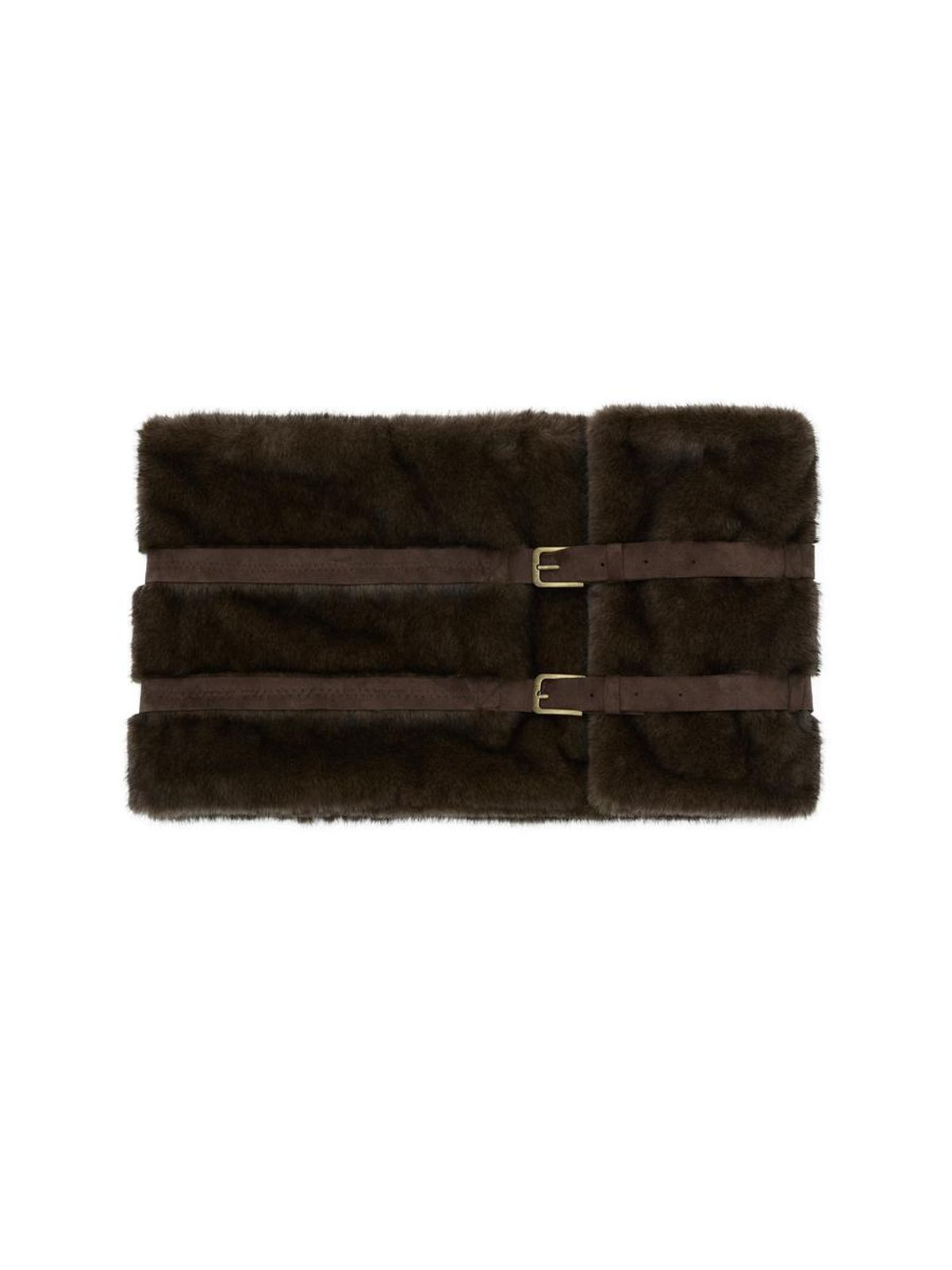 글로니(GLOWNY) FLUFFY BELT SKIRT (DARK BROWN)