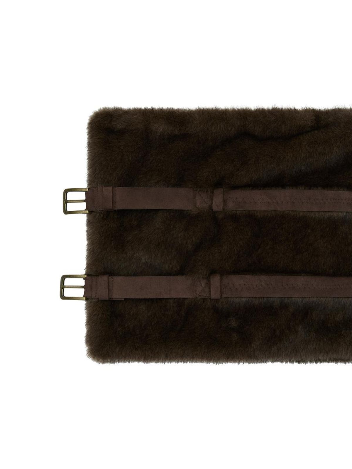 글로니(GLOWNY) FLUFFY BELT SKIRT (DARK BROWN)