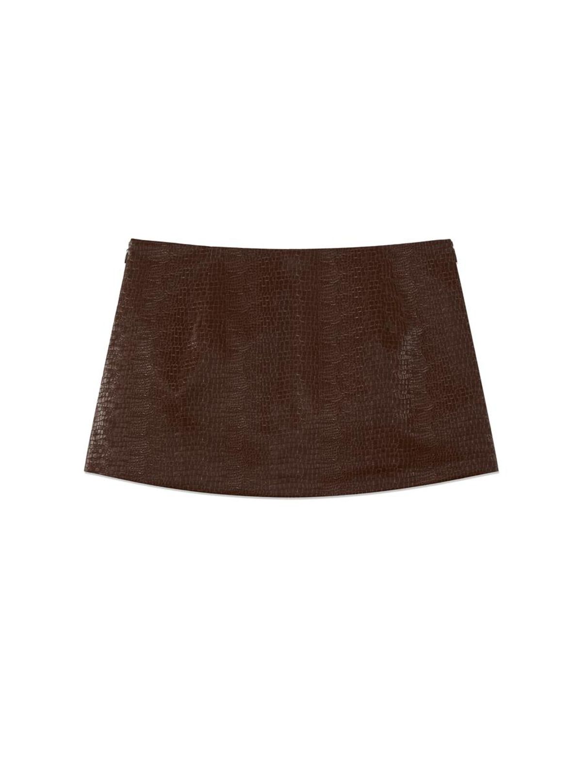 글로니(GLOWNY) MATTE CRACK MINI SKIRT (BURGUNDY)