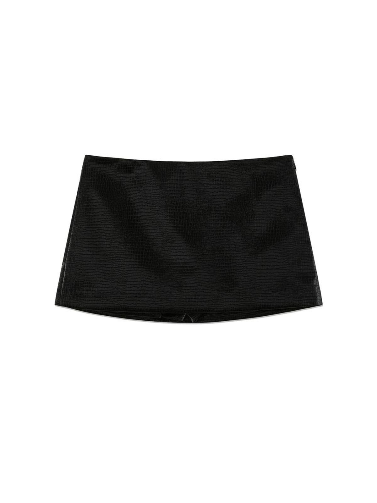 글로니(GLOWNY) MATTE CRACK MINI SKIRT (BLACK)