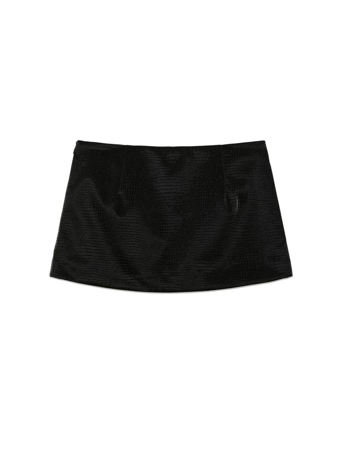 글로니(GLOWNY) MATTE CRACK MINI SKIRT (BLACK)