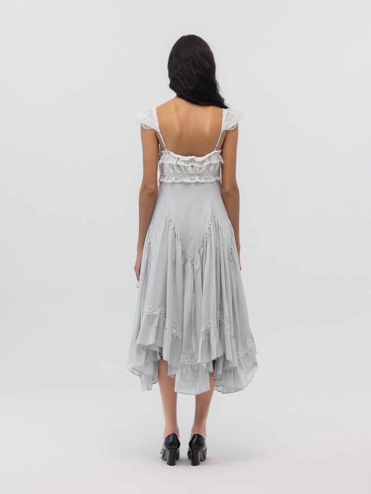 글로니(GLOWNY) SWAN VEIL LACE DRESS (SAGE GREEN)