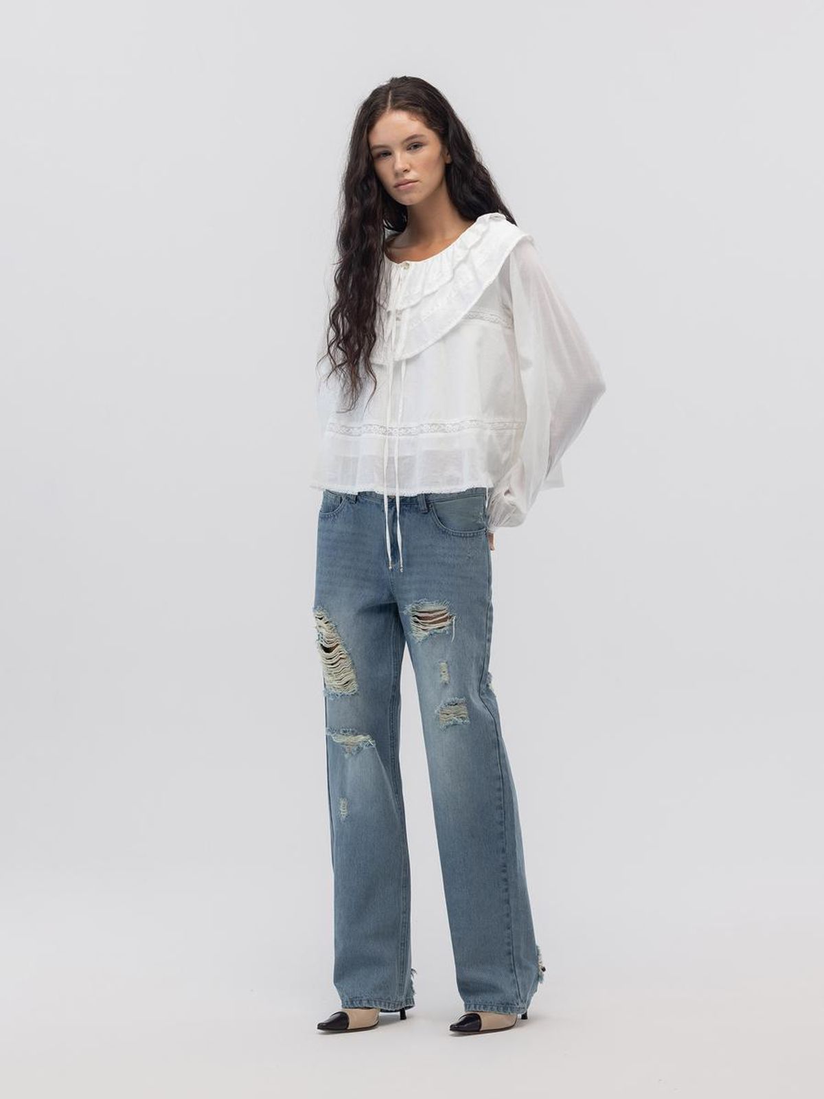 글로니(GLOWNY) MALLOW LACE BLOUSE (WHITE)