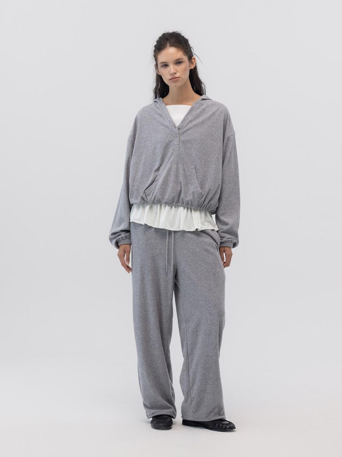 글로니(GLOWNY) SNUG TERRY STRING PANTS (MELANGE GRAY)