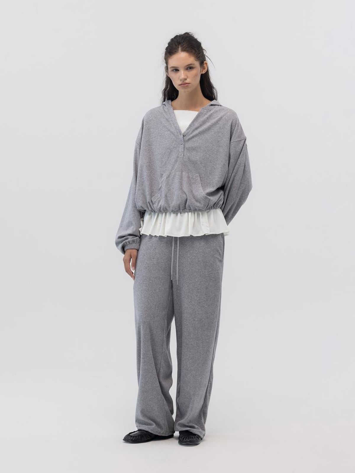 글로니(GLOWNY) SNUG TERRY STRING PANTS (MELANGE GRAY)