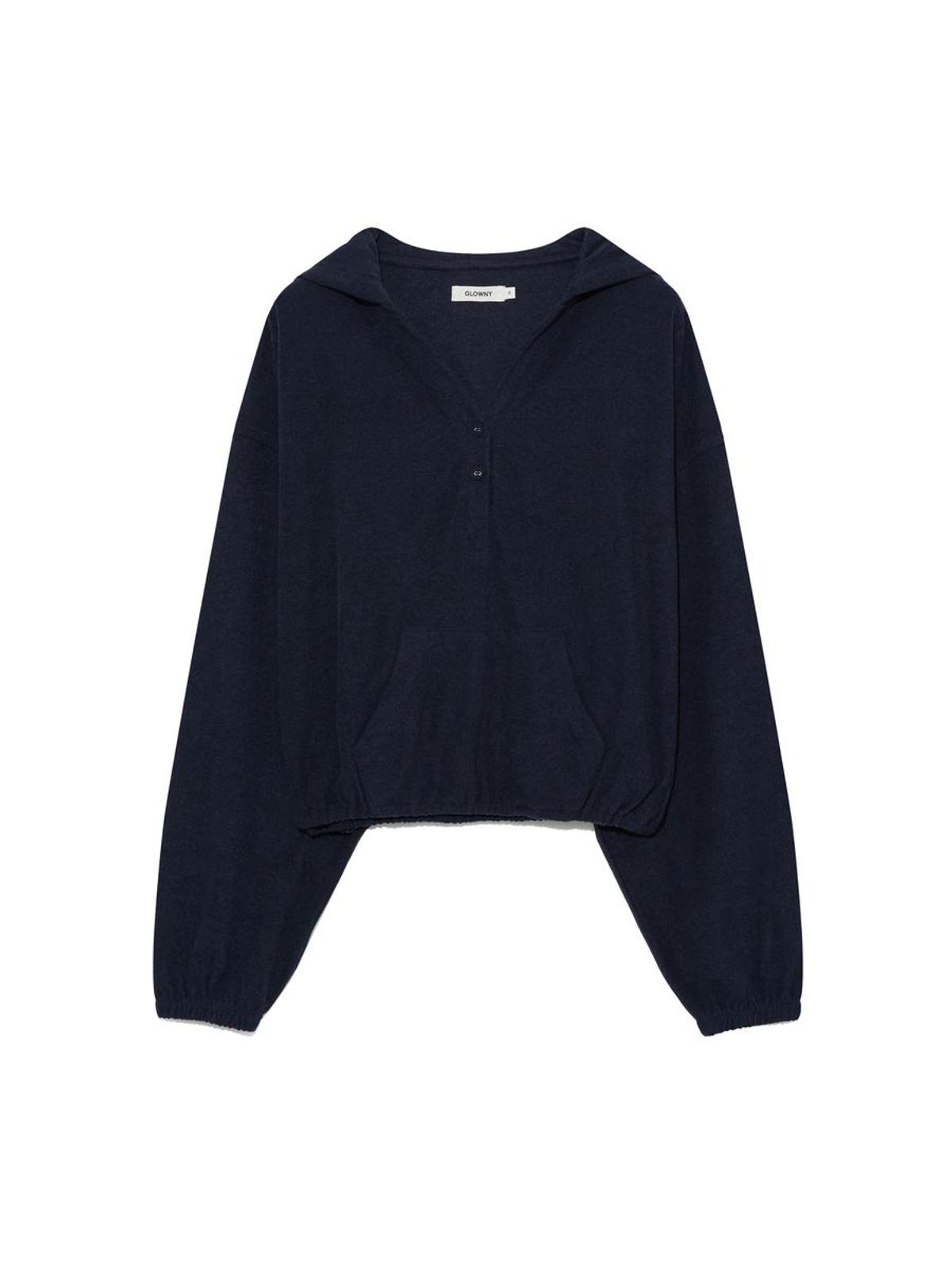 글로니(GLOWNY) SNUG TERRY V-CUT HOODIE (NAVY)