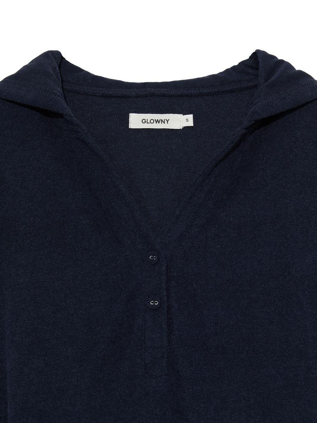 글로니(GLOWNY) SNUG TERRY V-CUT HOODIE (NAVY)