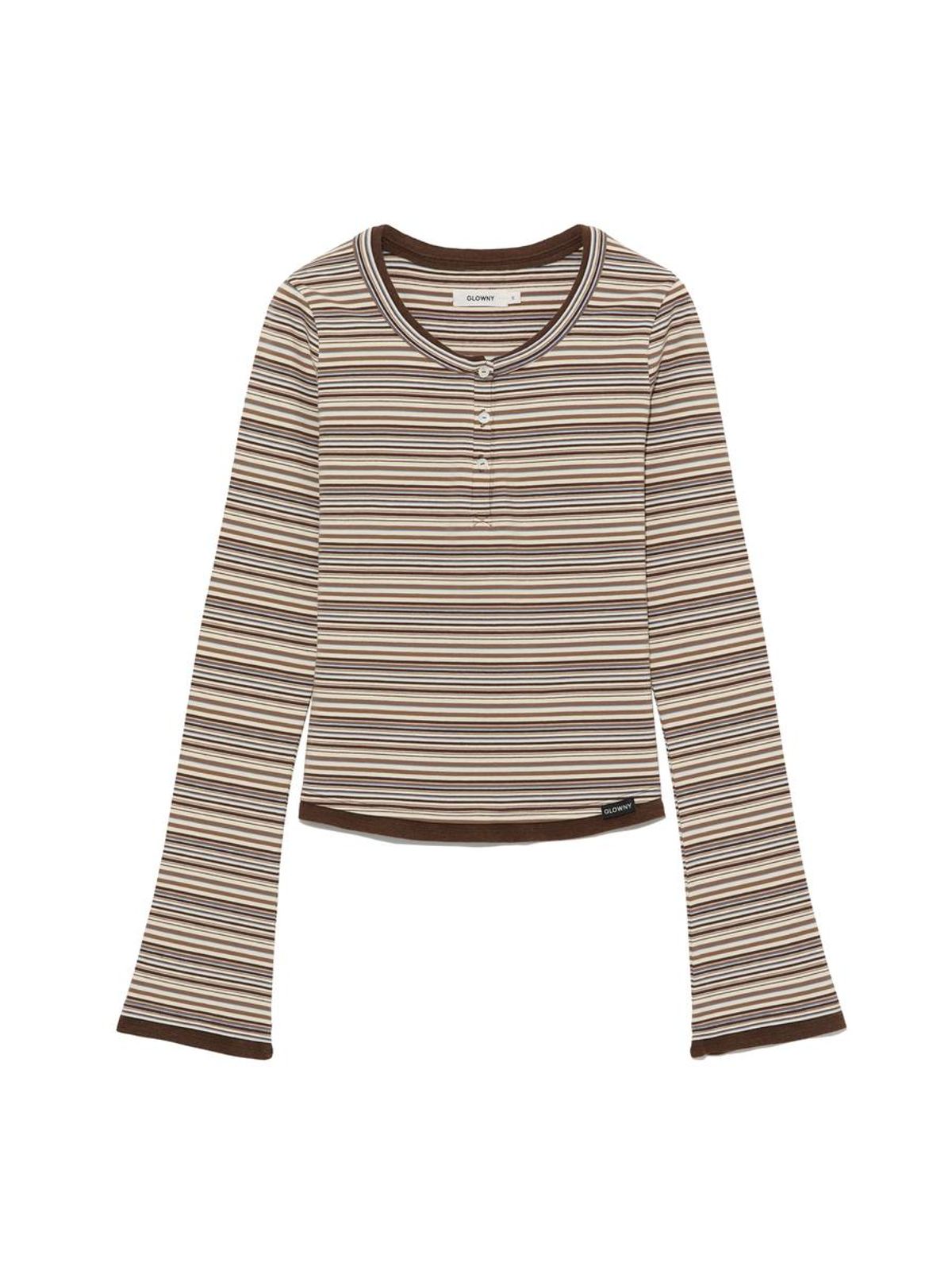 글로니(GLOWNY) ROAN LAYERED LONG SLEEVE (BROWN STRIPE)