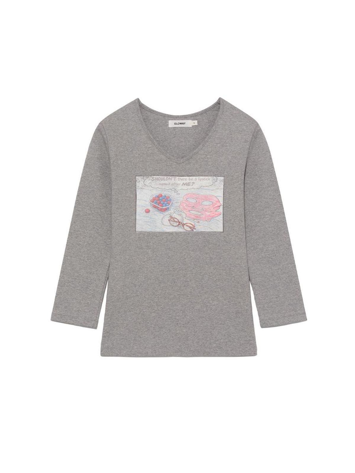 글로니(GLOWNY) OFF DUTY GIRL V NECK 3/4 SLEEVE (GRAY)