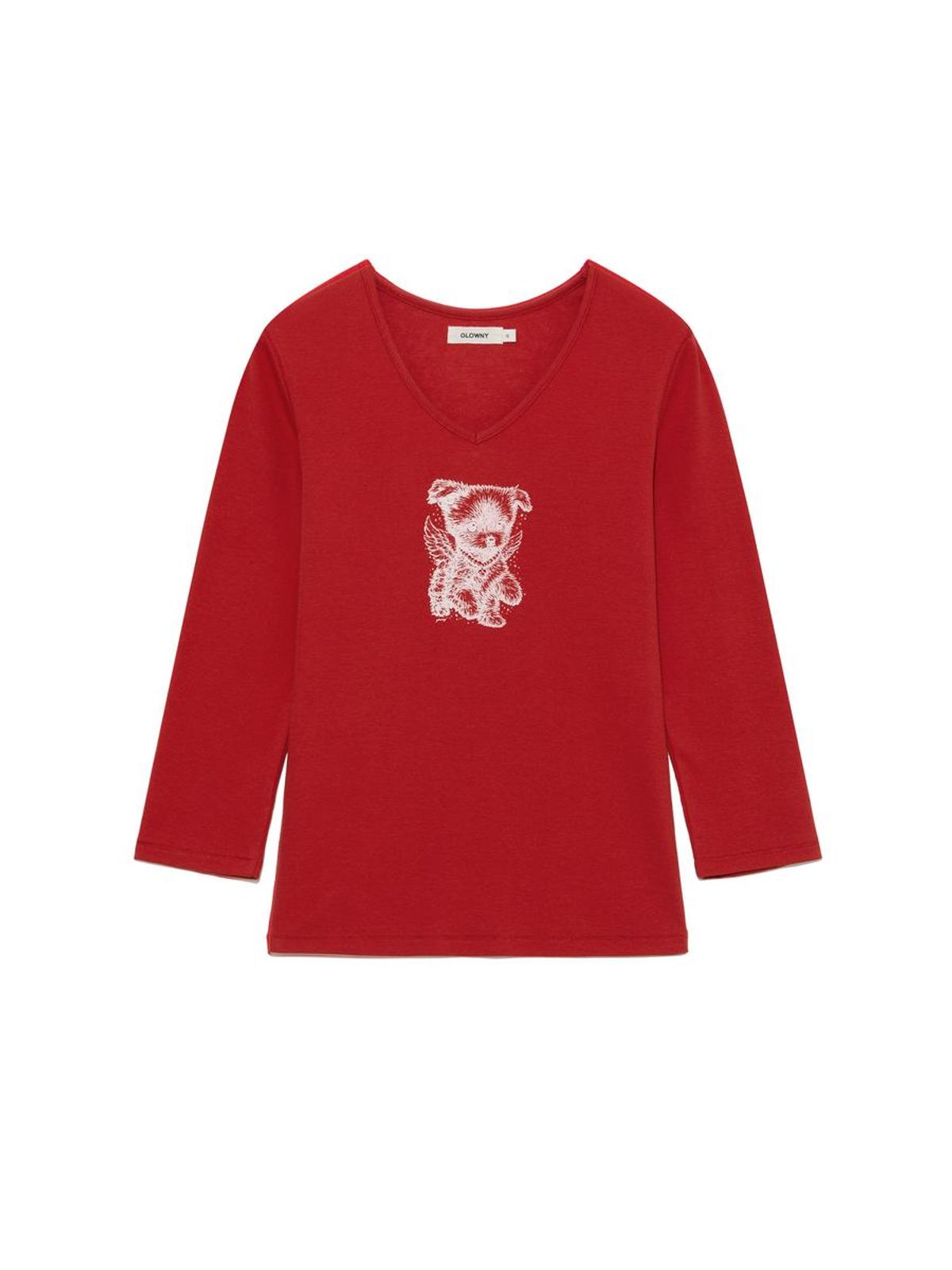 글로니(GLOWNY) ANGEL PUPPY V NECK 3/4 SLEEVE (RED)