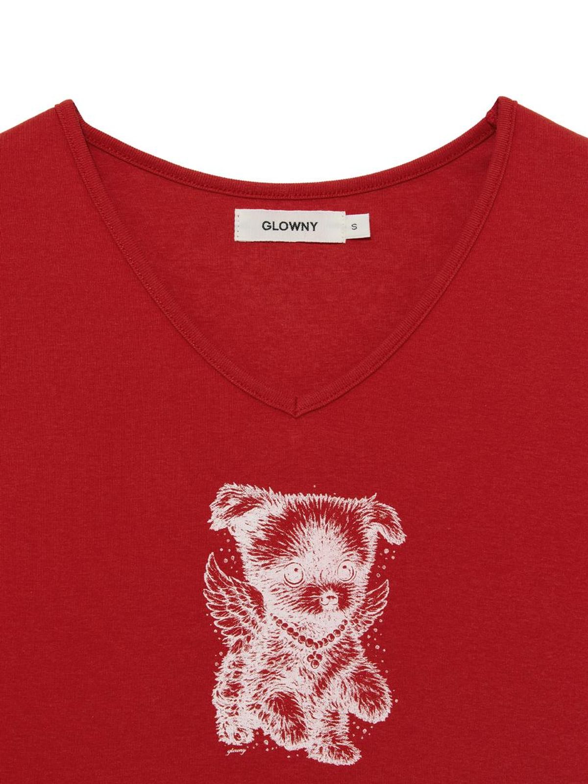 글로니(GLOWNY) ANGEL PUPPY V NECK 3/4 SLEEVE (RED)