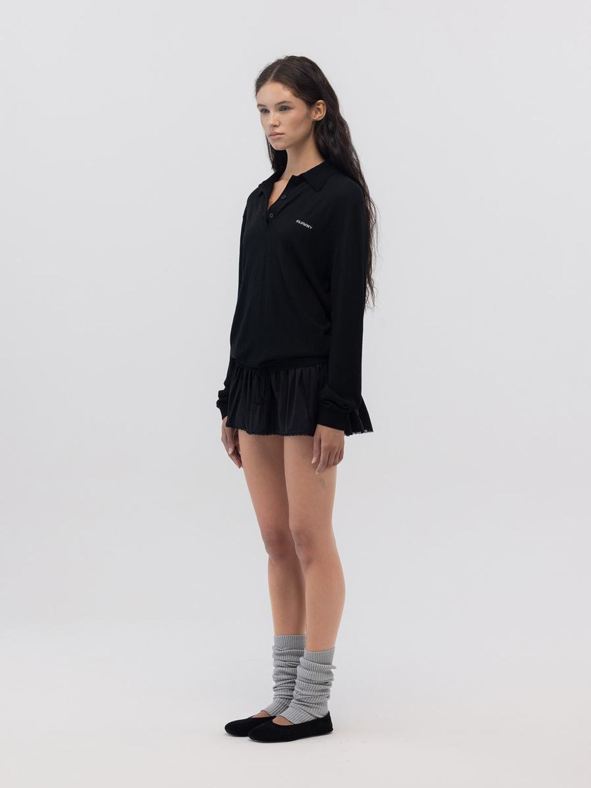 글로니(GLOWNY) NEST POLO MINI DRESS (BLACK)