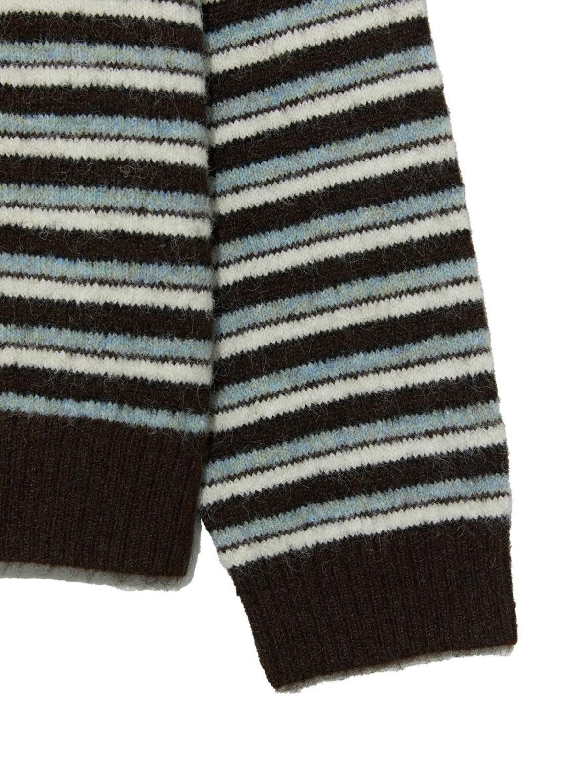 글로니(GLOWNY) MELLOW V-NECK STRIPE KNIT (BROWN STRIPE)