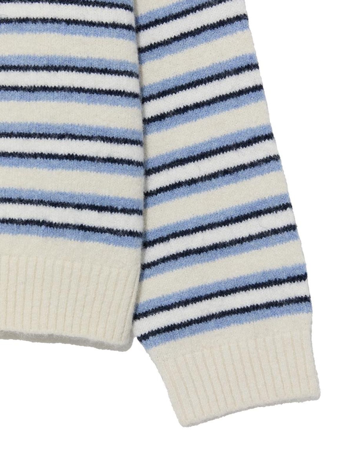 글로니(GLOWNY) MELLOW V-NECK STRIPE KNIT (IVORY STRIPE)