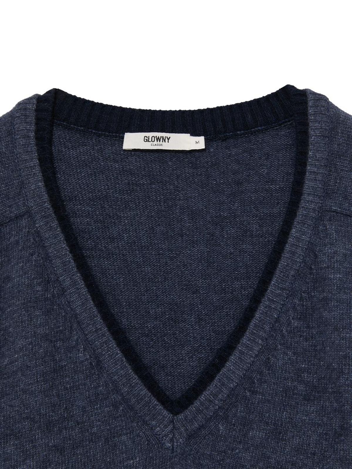 글로니(GLOWNY) RACCOON HAZY LAYERED V-NECK KNIT (NAVY)
