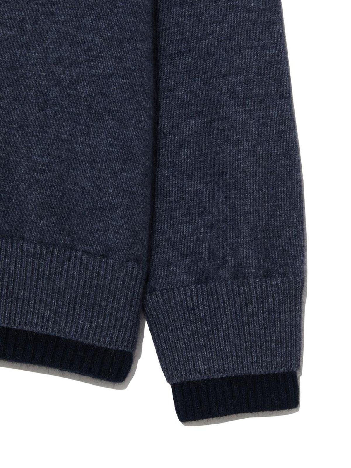 글로니(GLOWNY) RACCOON HAZY LAYERED V-NECK KNIT (NAVY)