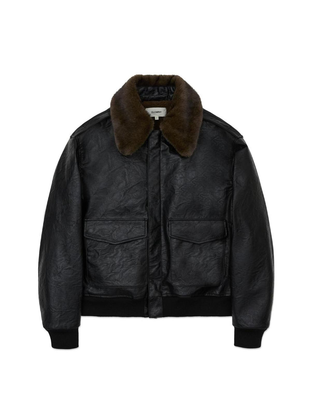 글로니(GLOWNY) SHEARLING LEATHER JACKET (BLACK)