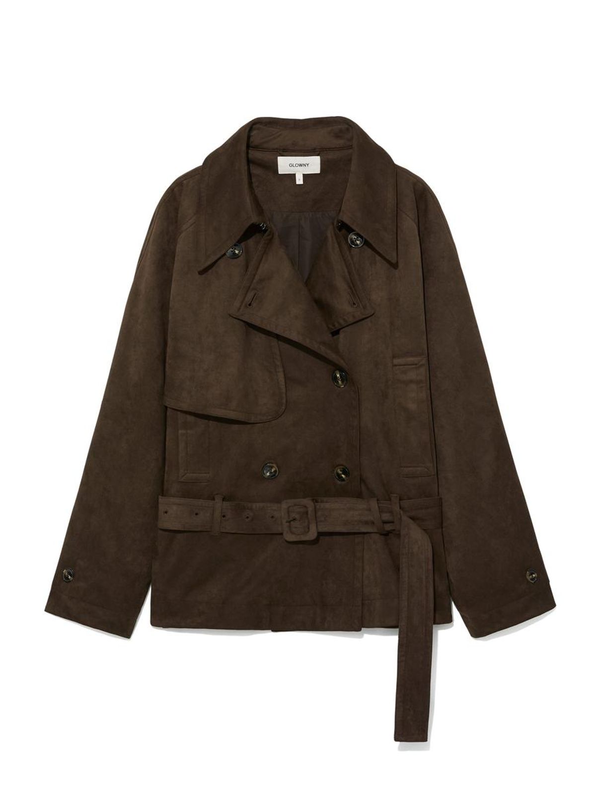 글로니(GLOWNY) MUTE SUEDE TRENCH JACKET (BROWN)