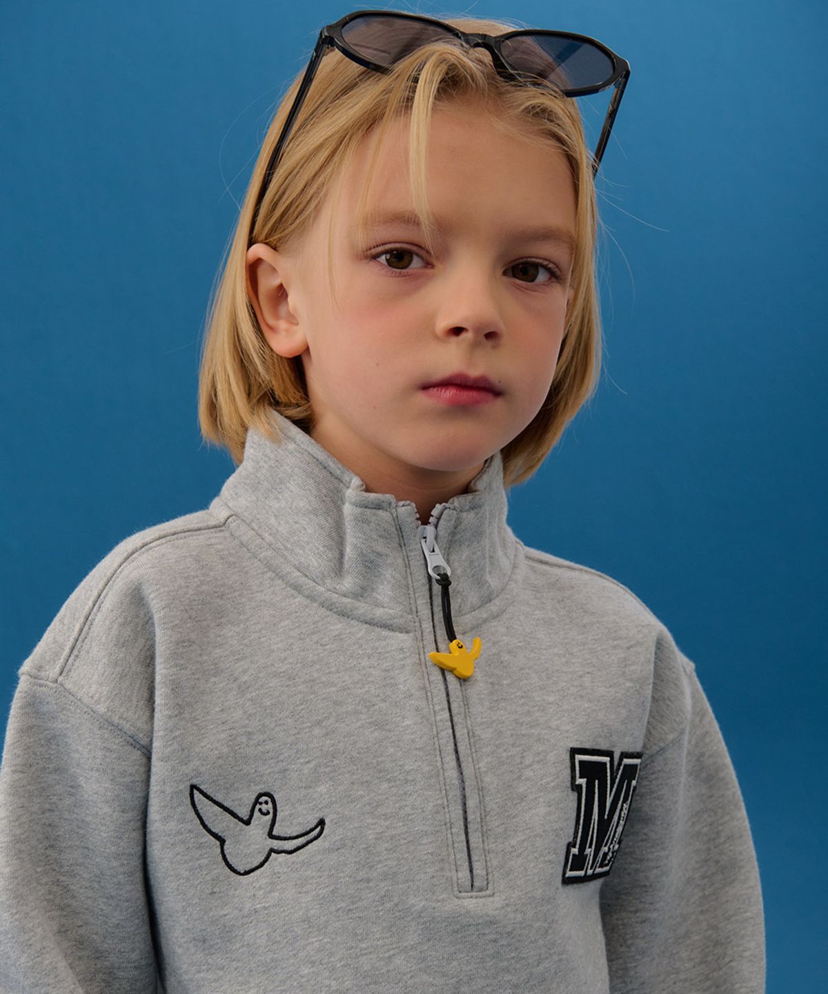 마크곤잘레스 키즈(MARK GONZALES KIDS) 곤잘레스 하이넥 집업 맨투맨_멜란지그레이_MG54TM01MG