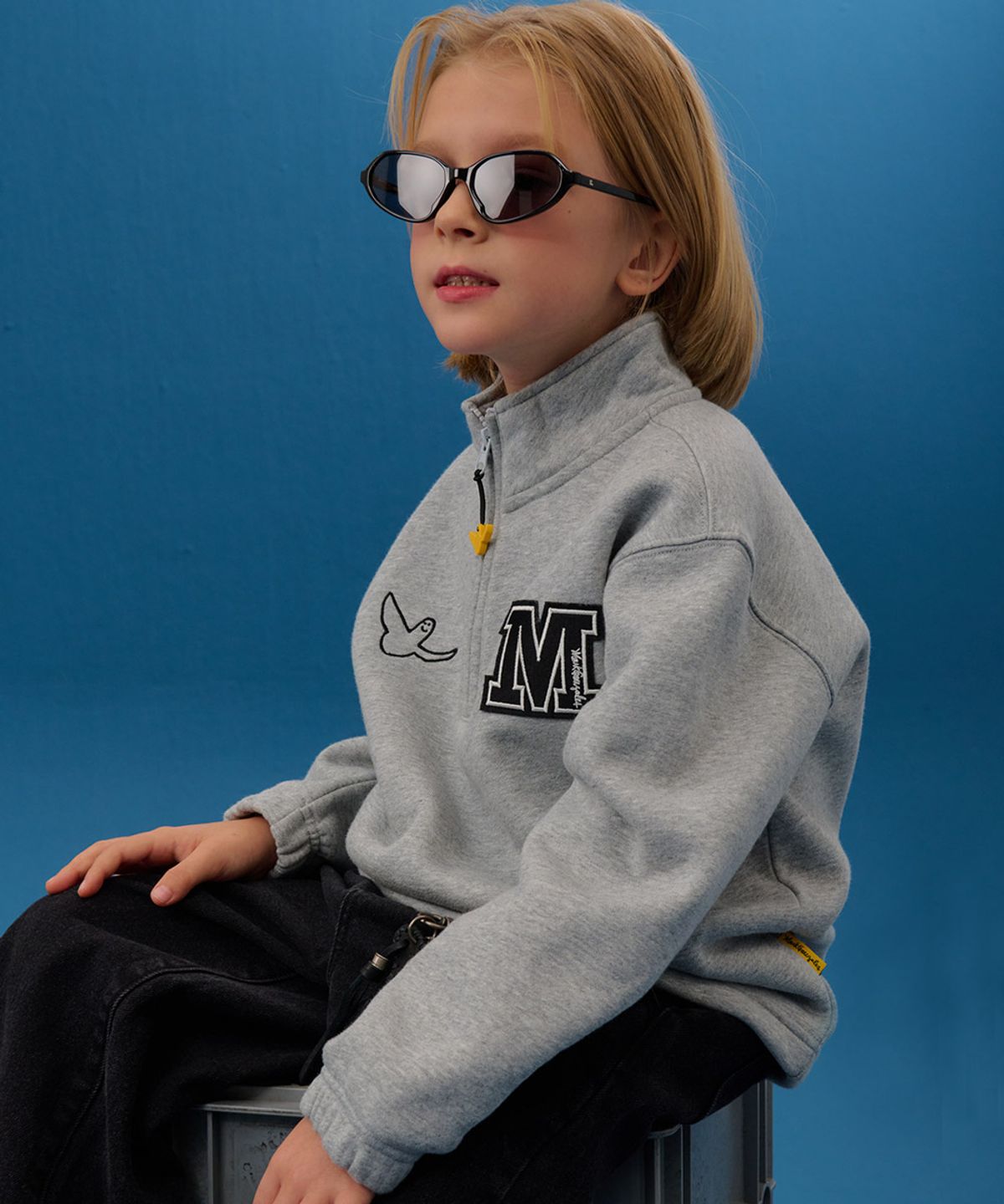 마크곤잘레스 키즈(MARK GONZALES KIDS) 곤잘레스 하이넥 집업 맨투맨_멜란지그레이_MG54TM01MG