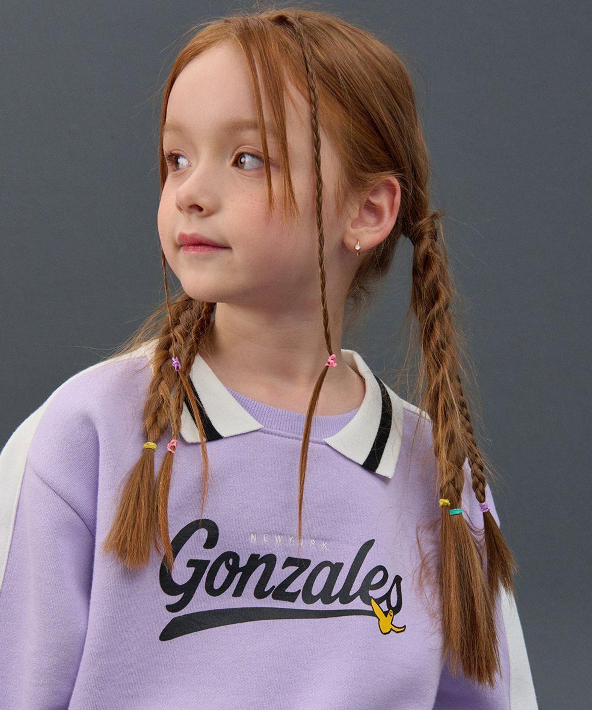 마크곤잘레스 키즈(MARK GONZALES KIDS) 곤잘레스 카라 배색 맨투맨_라벤더_MG54TM57LV