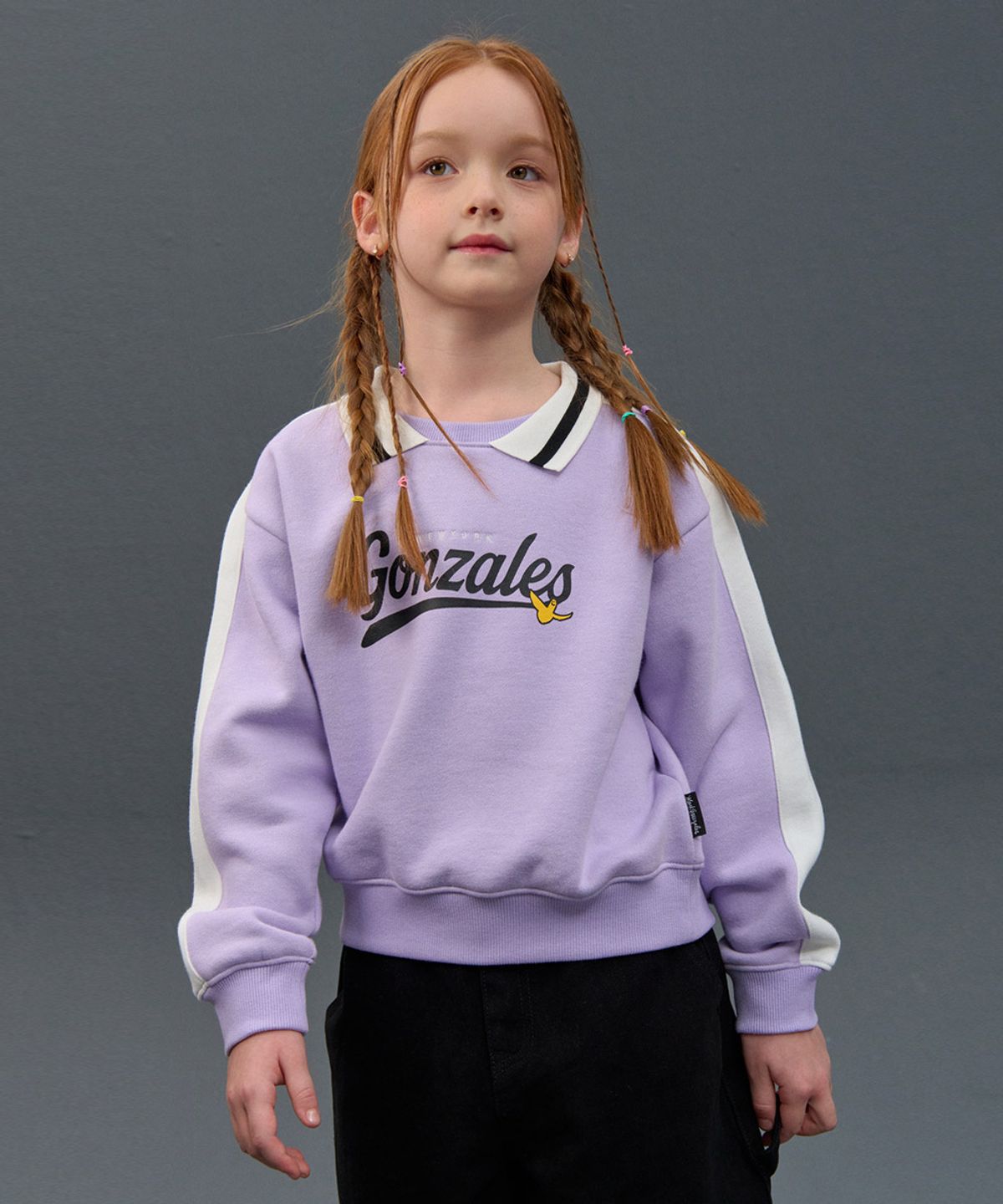 마크곤잘레스 키즈(MARK GONZALES KIDS) 곤잘레스 카라 배색 맨투맨_라벤더_MG54TM57LV