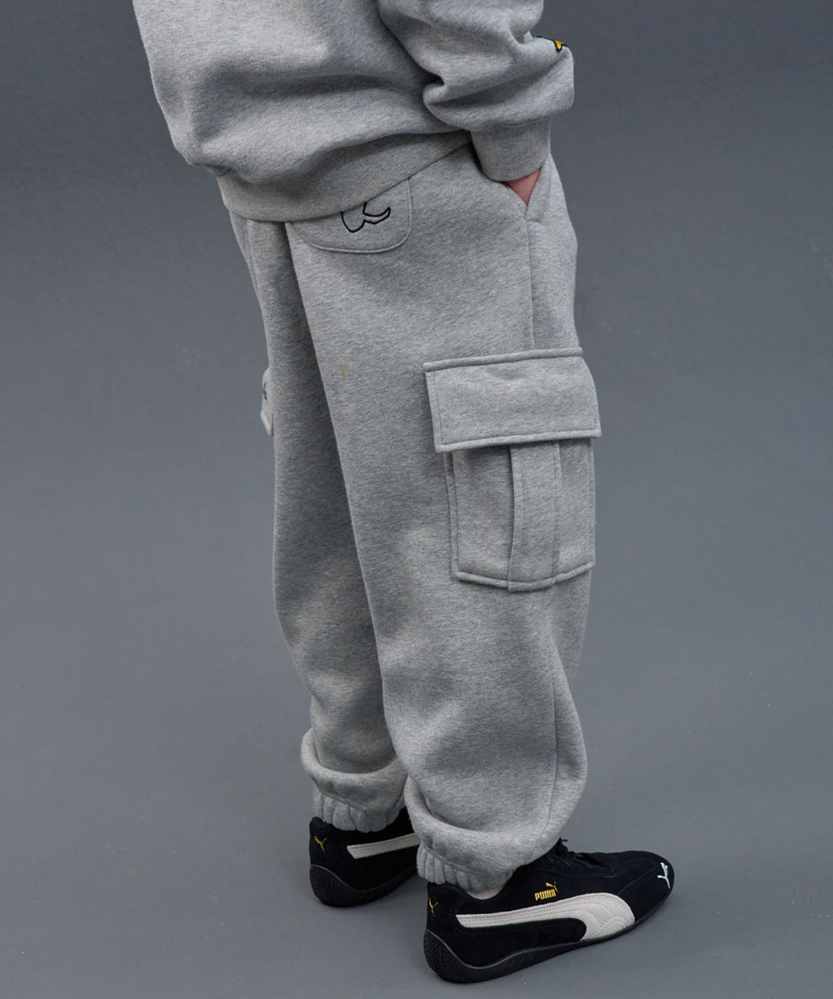 마크곤잘레스 키즈(MARK GONZALES KIDS) 곤잘레스 후다 포켓 조거 팬츠_멜란지그레이_MG54PJ03MG
