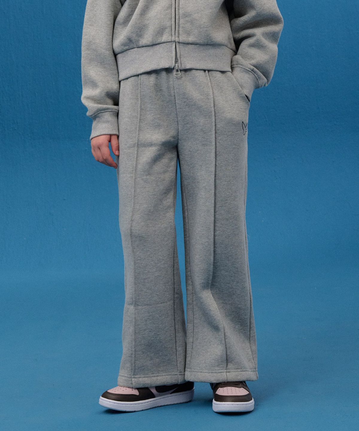 마크곤잘레스 키즈(MARK GONZALES KIDS) 곤잘레스 엔젤 핀턱 와이드 팬츠_멜란지그레이_MG54PJ51MG