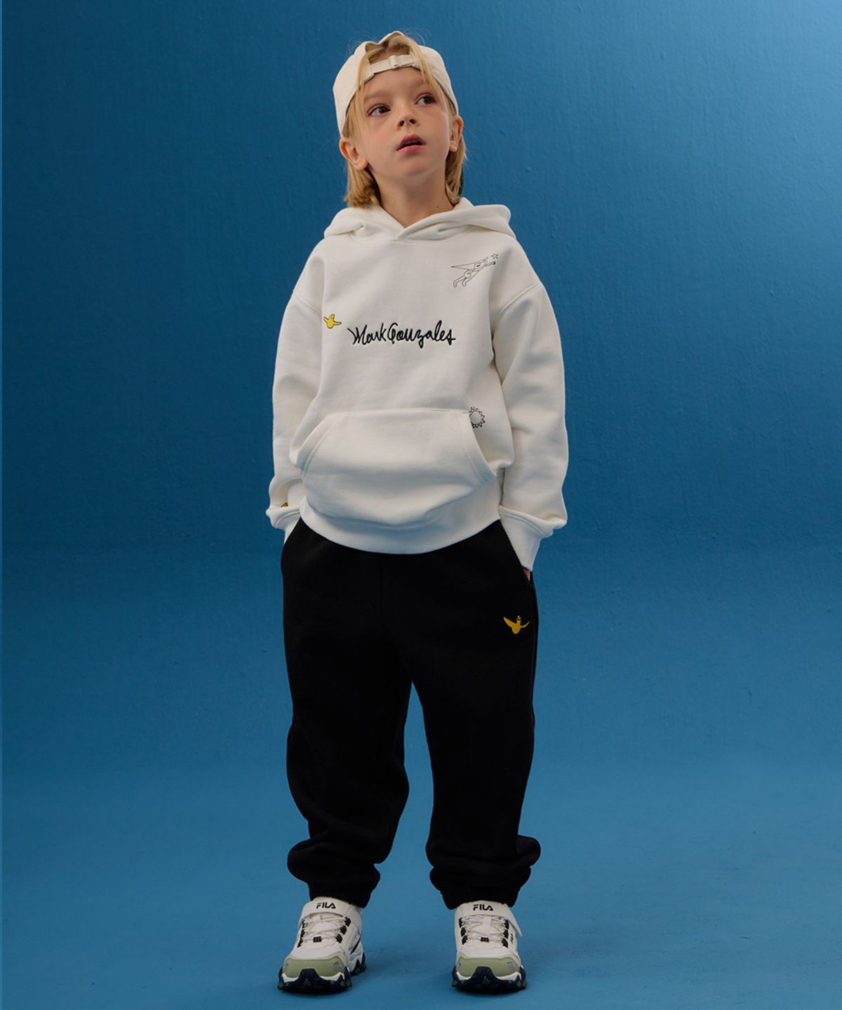 마크곤잘레스 키즈(MARK GONZALES KIDS) 곤잘레스 프린트 후드 티셔츠_화이트_MG54TH01WH
