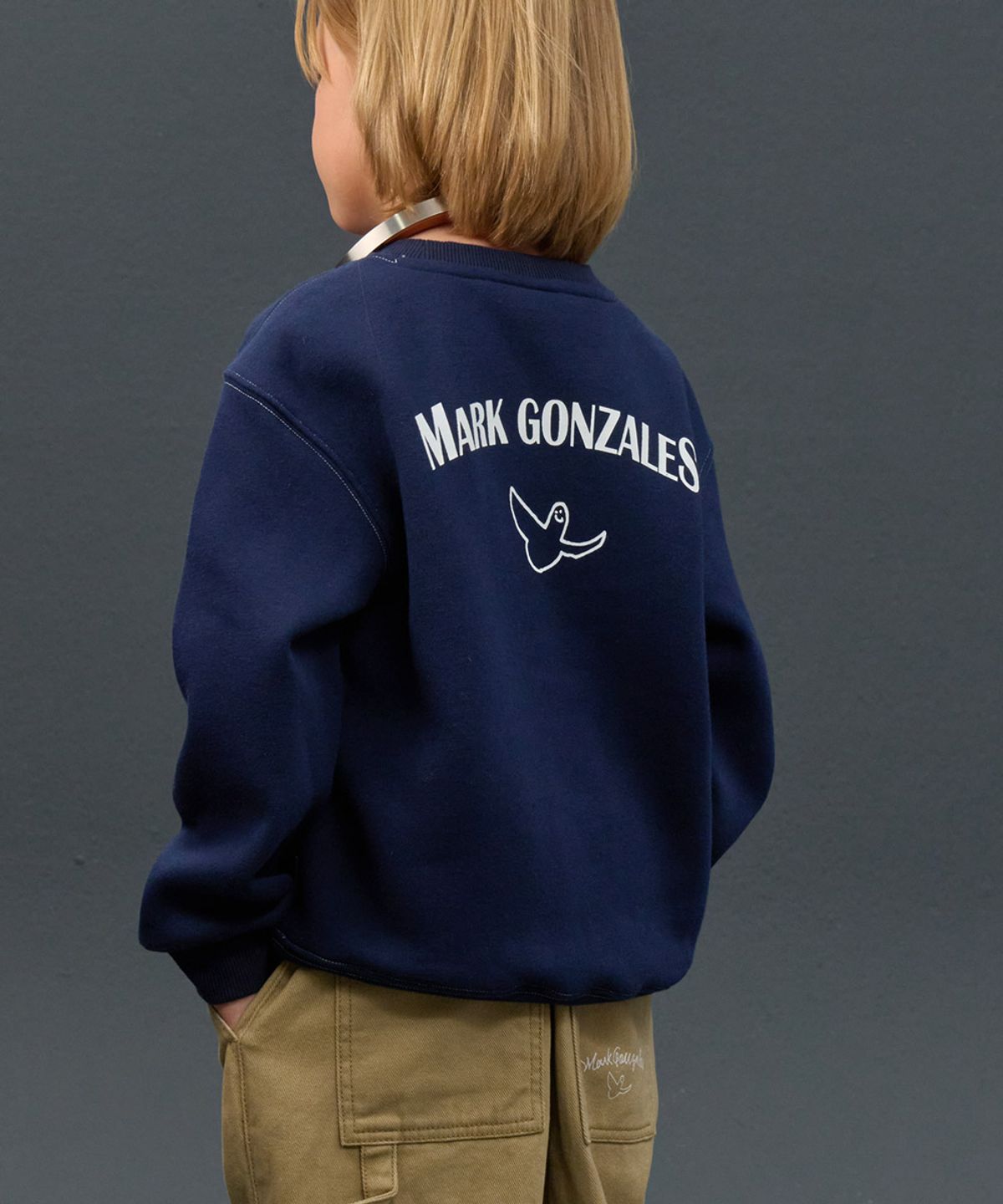 마크곤잘레스 키즈(MARK GONZALES KIDS) 곤잘레스 배색 맨투맨_네이비_MG54TM11NA