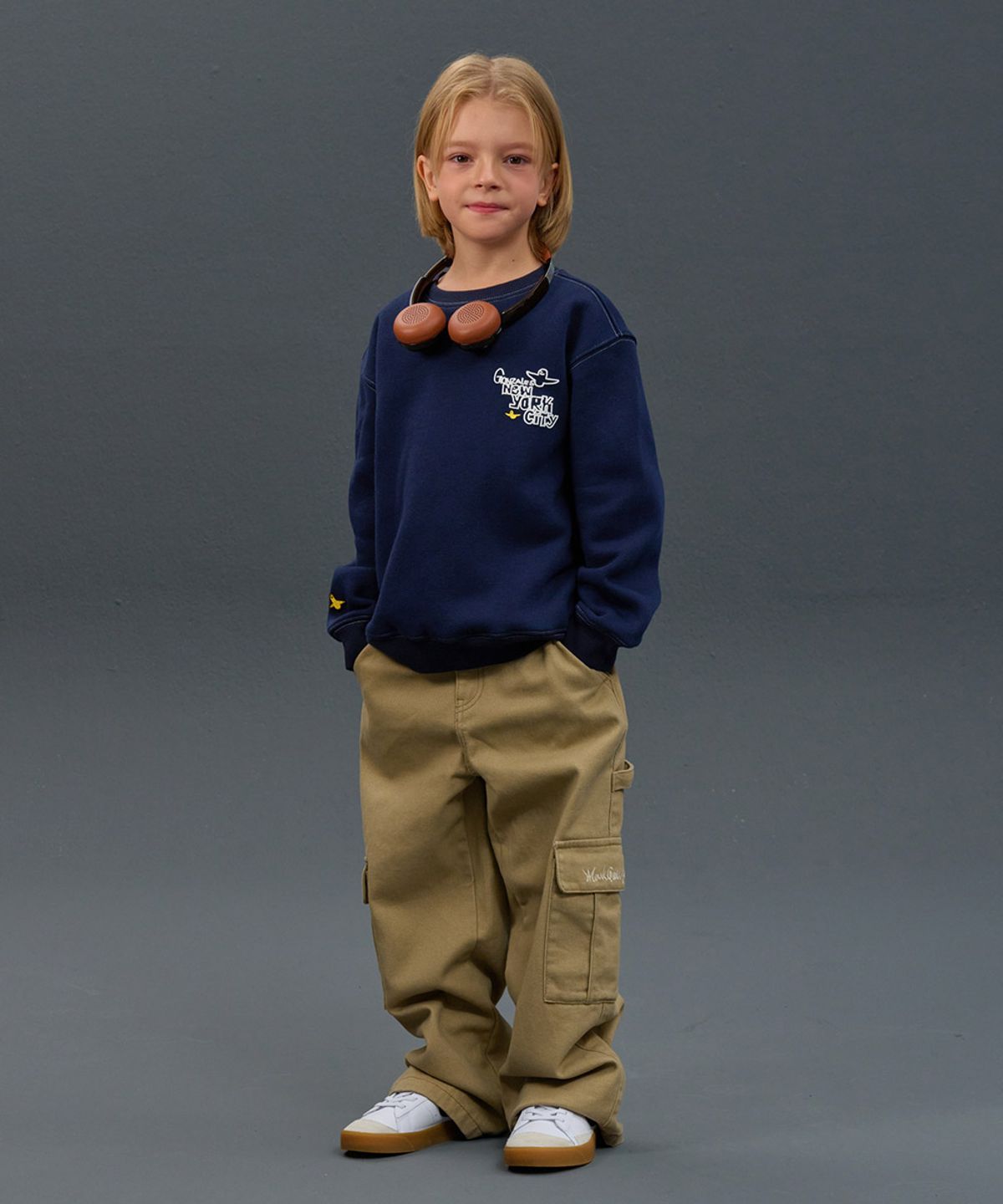 마크곤잘레스 키즈(MARK GONZALES KIDS) 곤잘레스 배색 맨투맨_네이비_MG54TM11NA