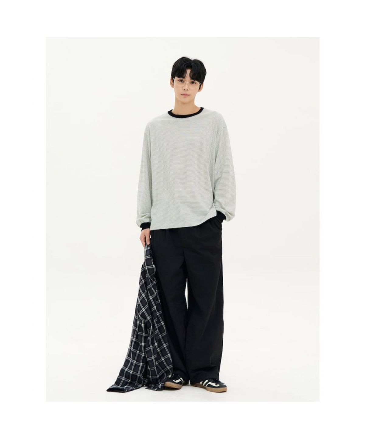 에잇세컨즈(8SECONDS) 데일리 스트라이프 긴소매 티셔츠  화이트