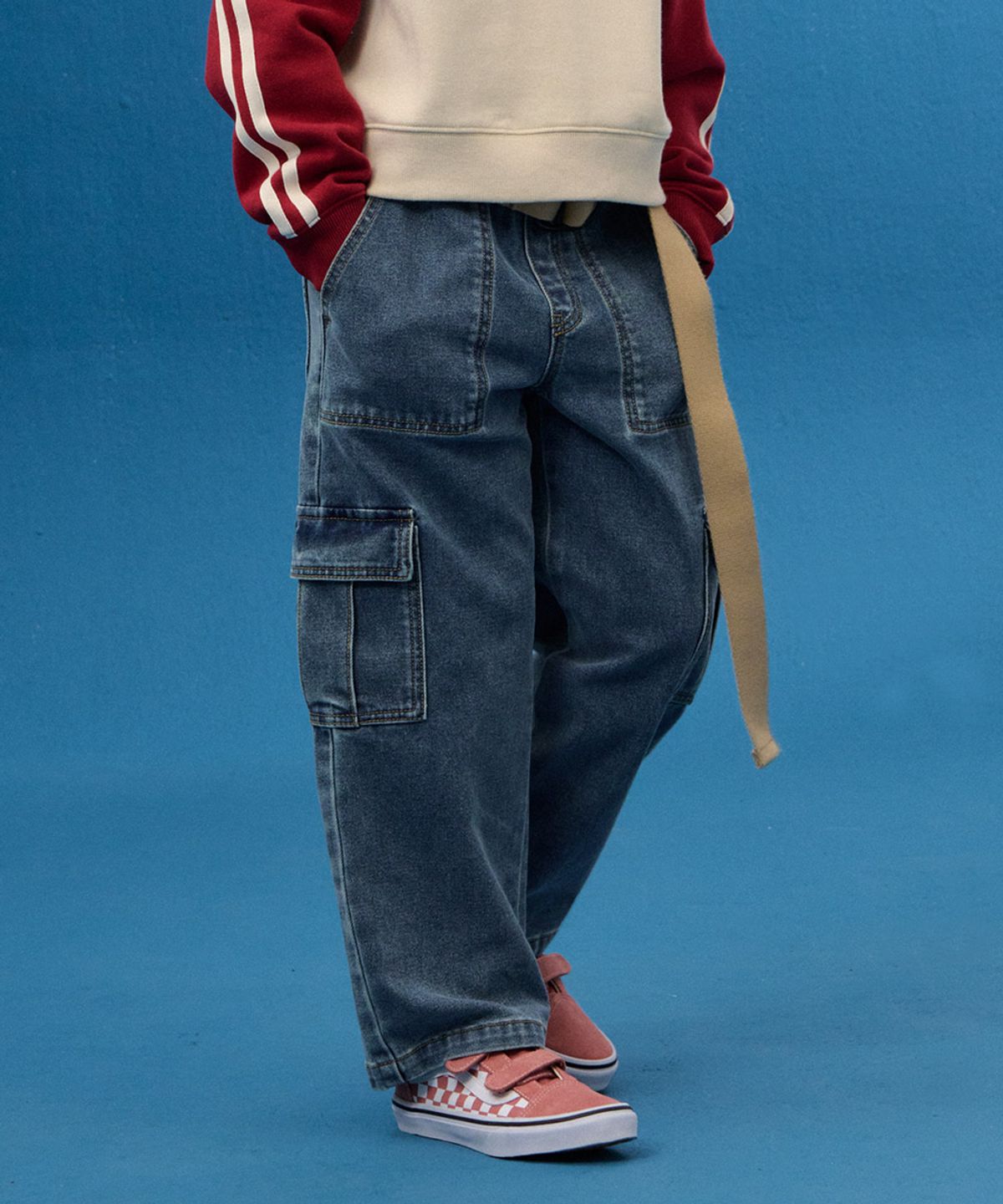 마크곤잘레스 키즈(MARK GONZALES KIDS) 곤잘레스 카고 포켓 데님 팬츠_인디고_MG54PD03ID
