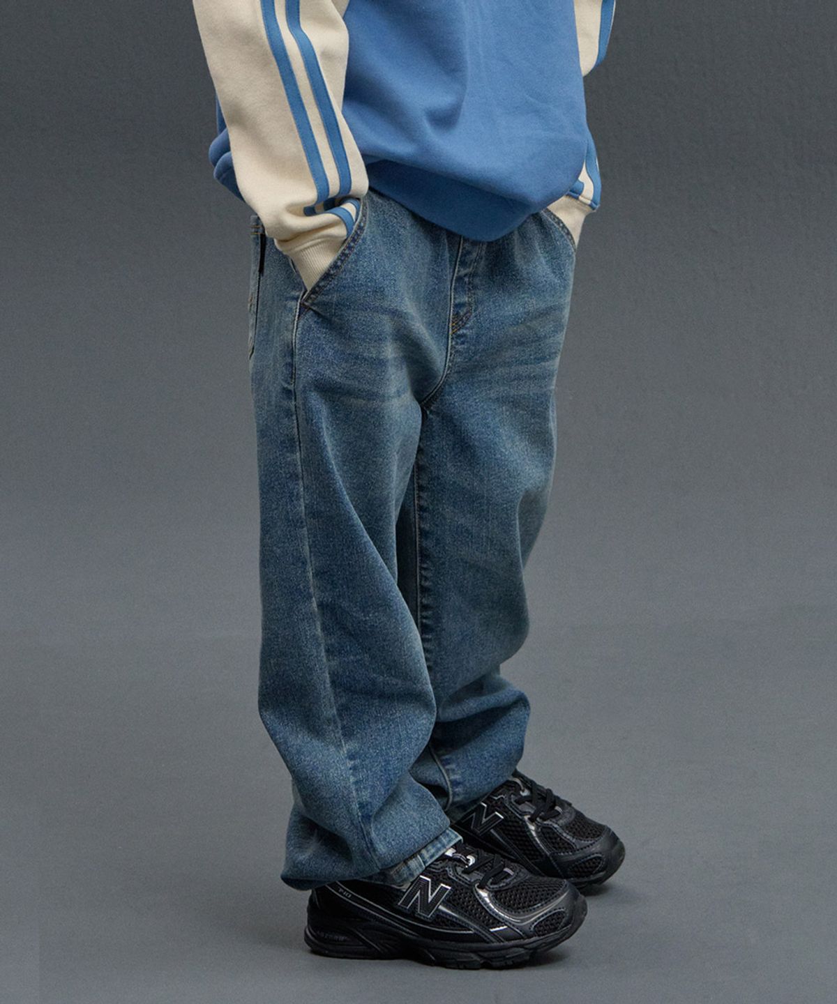 마크곤잘레스 키즈(MARK GONZALES KIDS) 곤잘레스 밴딩 스트레이트 데님 팬츠_인디고_MG54PD05ID