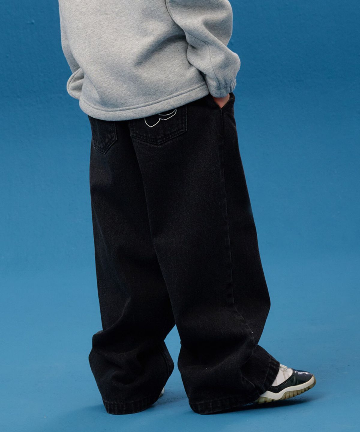 마크곤잘레스 키즈(MARK GONZALES KIDS) 곤잘레스 엔젤 와이드 데님 팬츠_블랙_MG54PD51BK