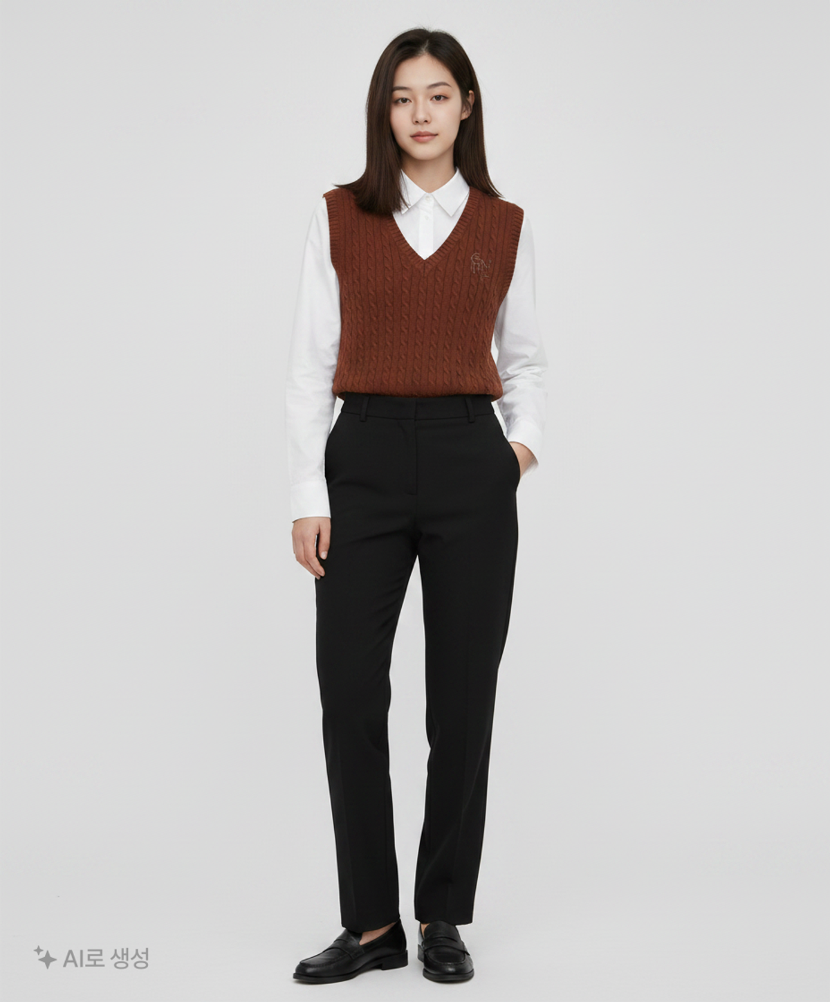 제너럴 아이디어(GENERAL IDEA) GNRL 클래식 케이블 베스트 [BROWN] / WBC3L06506 S