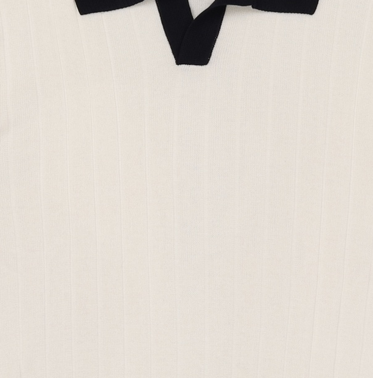 커스텀어클락(COSTUME O’CLOCK) 쿨 린넨라이크 리브드 카라 배색 숏 슬리브 니트_6 COLOR COOSKT044 L