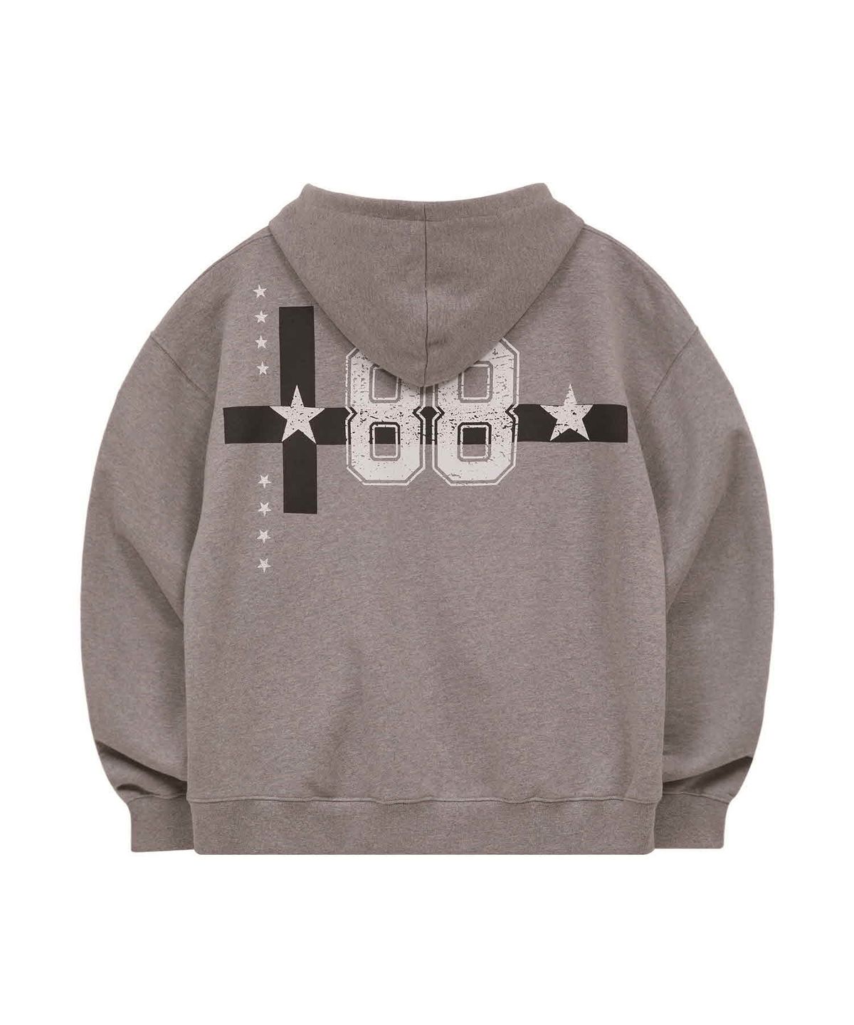 후드후드(HOODHOOD) 88 백 그래픽 스타 후드 집업 멜란지그레이