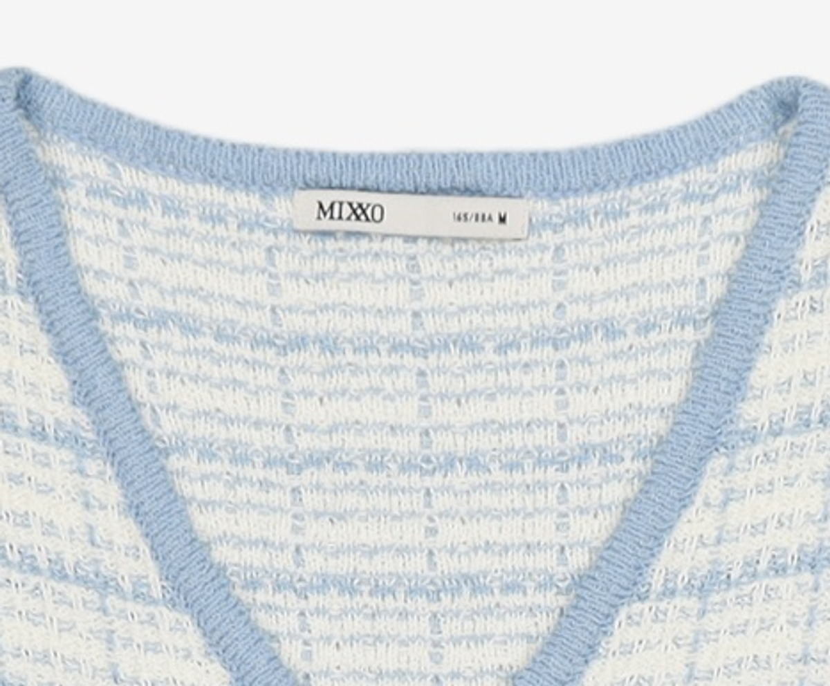 미쏘(MIXXO) [리오더]트위드 반팔 가디건_CKC414T RE MIWCKC61QT M