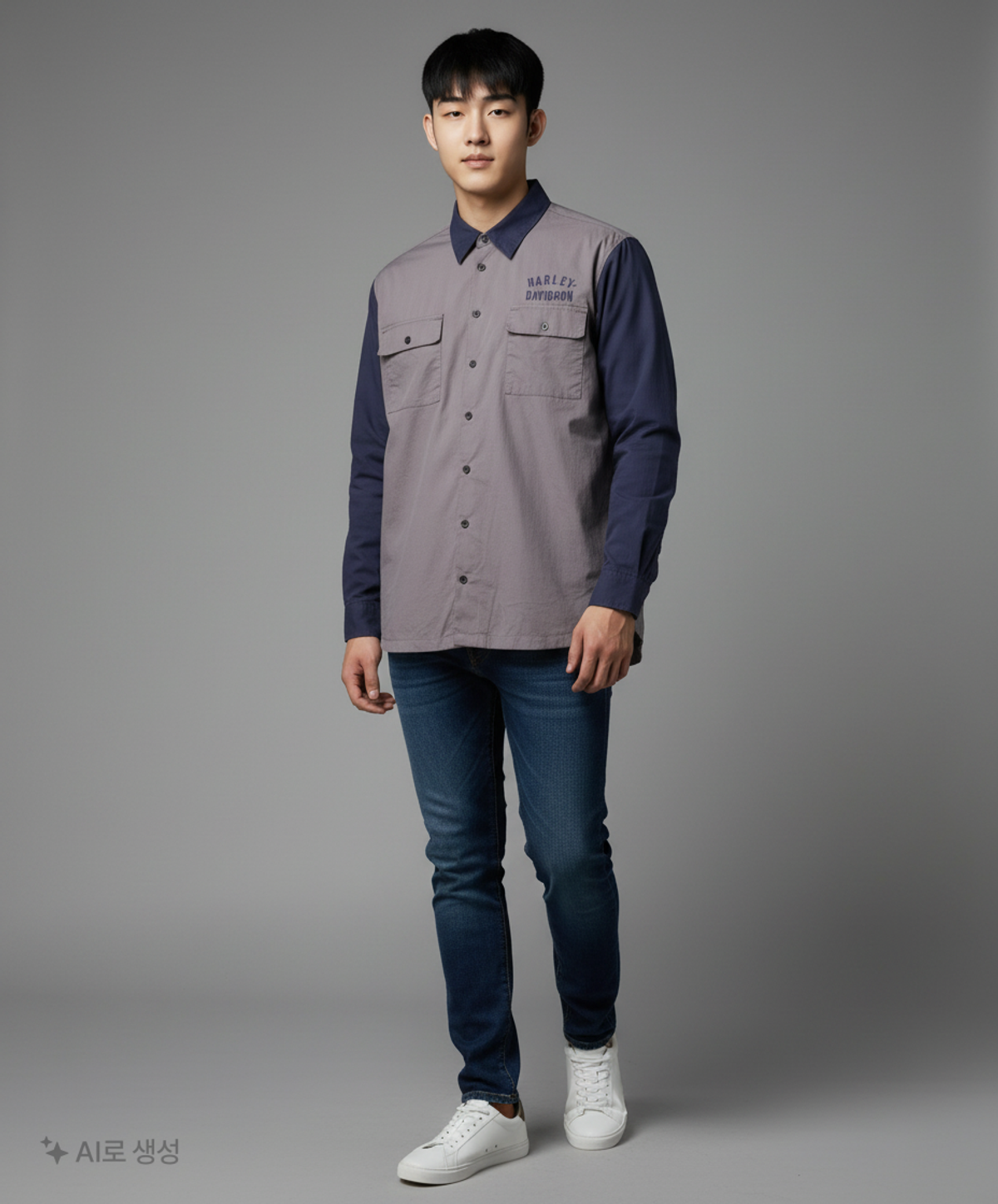 할리데이비슨(HARLEY-DAVIDSON) 남성 레이싱 컬러블록 긴팔셔츠 5XL